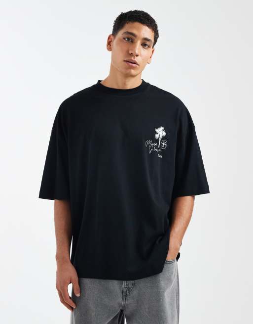 ASOS DESIGN - Oversized T-shirt met schilderachtige print in zwart, 3 van 5
