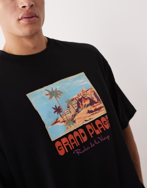 ASOS DESIGN - Oversized T-shirt met schilderachtige print in zwart, 5 van 5