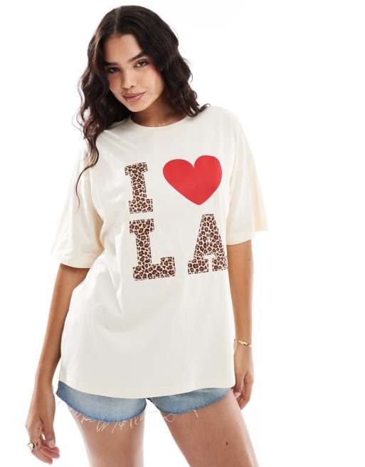 ASOS DESIGN - Oversized T-shirt met slogan met luipaardprint in zwart