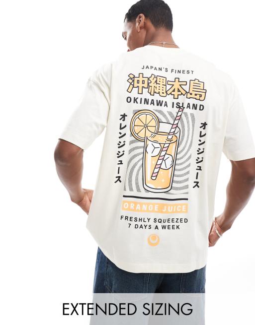 ASOS DESIGN - Oversized T-shirt met souvenirprint op de achterkant in gebroken wit