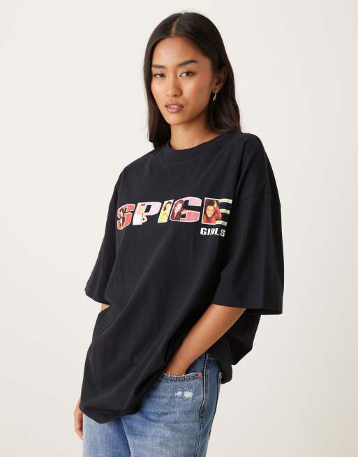 ASOS DESIGN - Oversized T-shirt met Spice Girls Ginger-print in zwart, 2 van 4