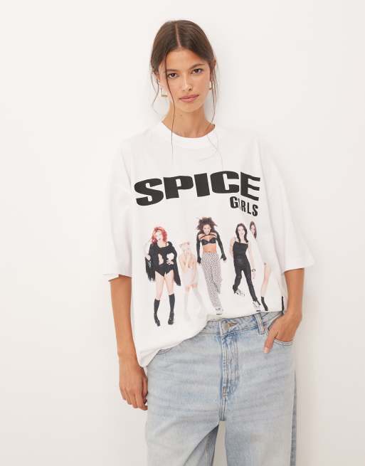 ASOS DESIGN - Oversized T-shirt met Spice Girls-print in wit, 2 van 4
