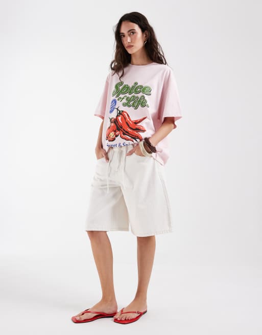 ASOS DESIGN - Oversized T-shirt met 'Spicy Chili'-print in roze, 2 van 4