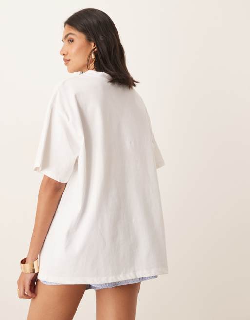 ASOS DESIGN - Oversized T-shirt met 'spicy margarita cocktail'-print in wit, 3 van 4