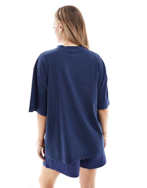 ASOS DESIGN - Oversized T-shirt met spray-effect en California print in marineblauw, 4 van 4