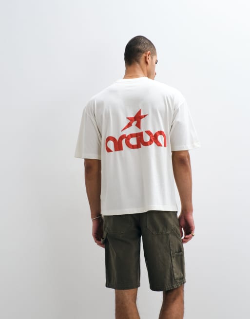 ASOS DESIGN - Oversized T-shirt met straatprint in crème, 3 van 5