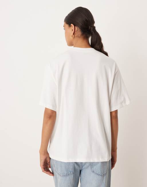 ASOS DESIGN - Oversized T-shirt met strikdetail aan de voorkant in wit, 4 van 4
