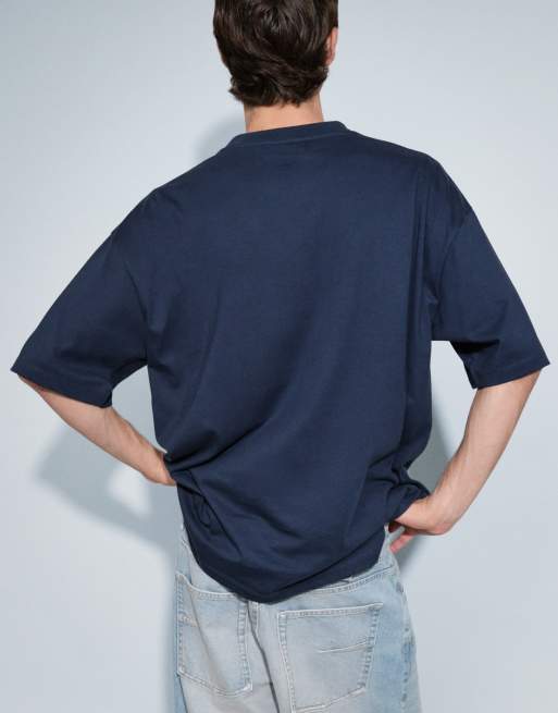 ASOS DESIGN oversized T-shirt met tekstborduursel in navy, 4 van 9
