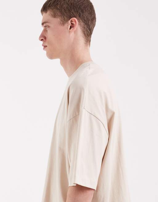 ASOS DESIGN - Oversized T-shirt met tekstprint in beige, 4 van 5