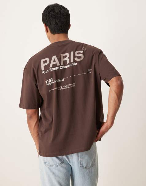 ASOS DESIGN - Oversized T-shirt met tekstprint in bruin - view 1