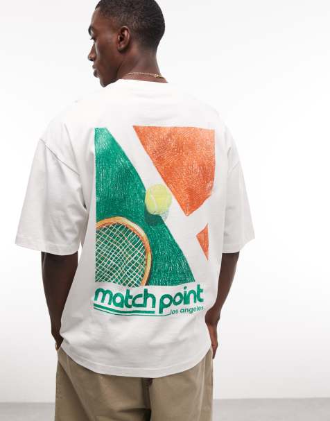 ASOS DESIGN - Oversized T-shirt met tennisprint in crème - view 1