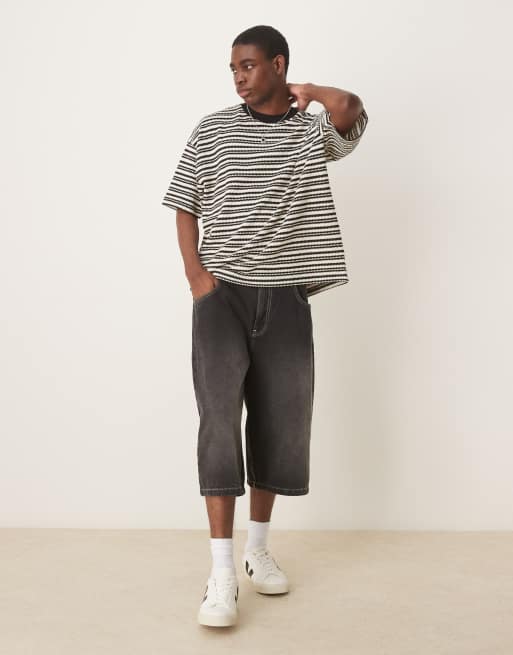 ASOS DESIGN - Oversized T-shirt met textuur in zwart en wit