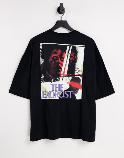 ASOS DESIGN - Oversized T-shirt met 'The Exorcist' print in zwart
