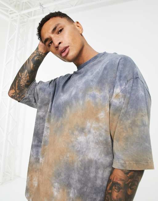 ASOS DESIGN - Oversized T-shirt met tie-dye in bruin multi