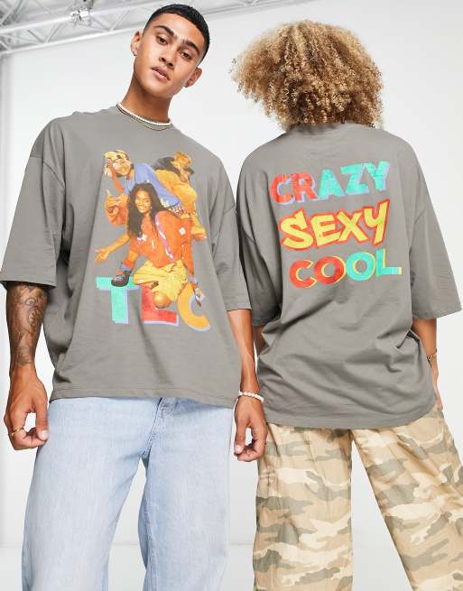 ASOS DESIGN - Oversized T-shirt met 'TLC'-print in grijs