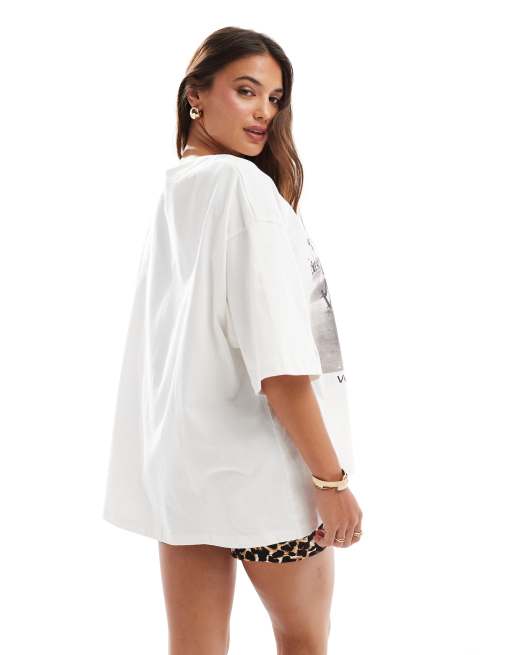 ASOS DESIGN - Oversized T-shirt met Venice Beach- en fotoprint van skater in wit, 2 van 4