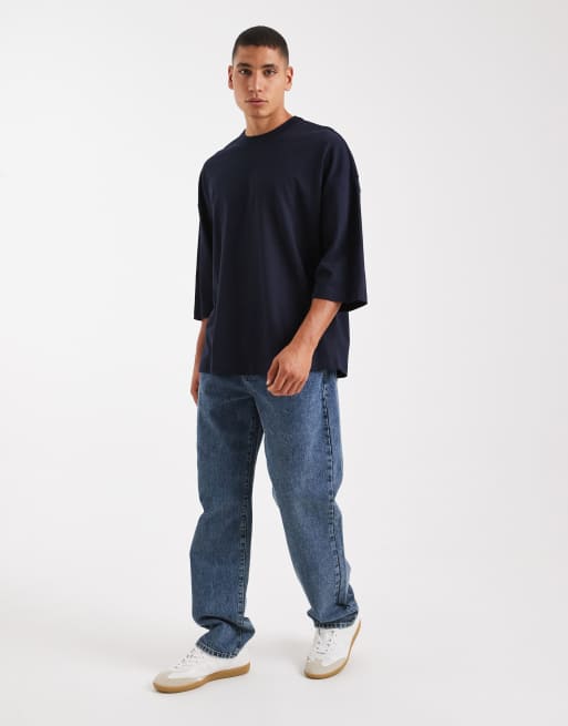 ASOS DESIGN - Oversized T-shirt met verlaagde schouders in sky captain donkerblauw , 2 van 5