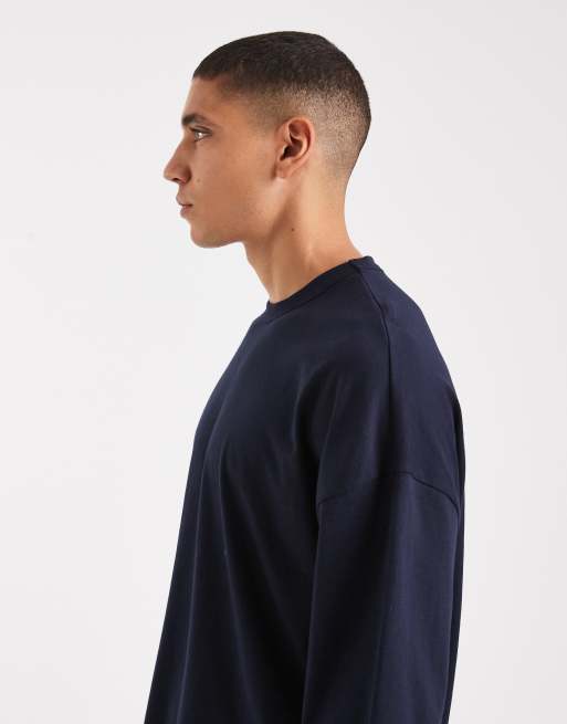 ASOS DESIGN - Oversized T-shirt met verlaagde schouders in sky captain donkerblauw , 4 van 5