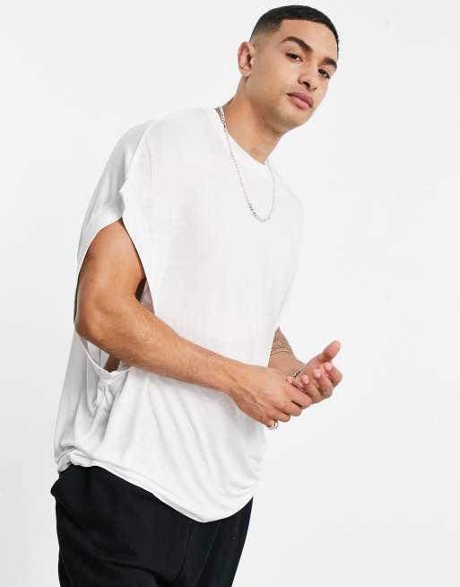 ASOS DESIGN - Oversized T-shirt met vleermuismouwen in wit