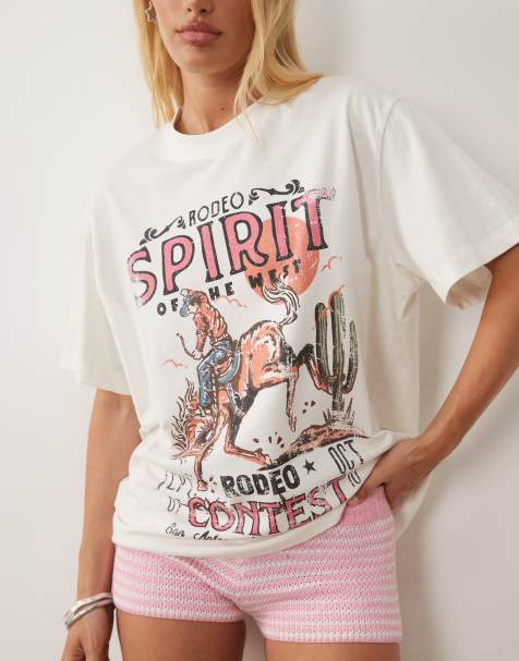 ASOS DESIGN oversized T-shirt met westernprint in crème - view 1