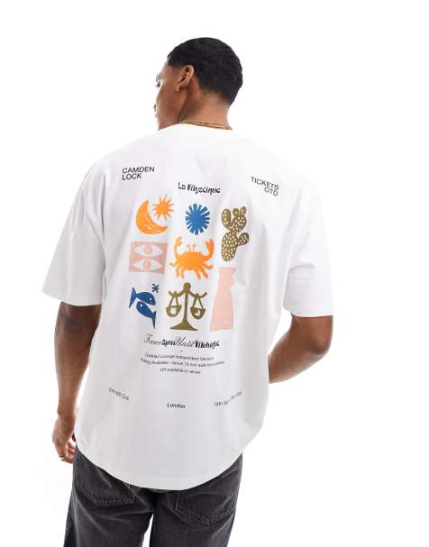 ASOS DESIGN - Oversized T-shirt met zomerprint op de achterkant in wit - view 1