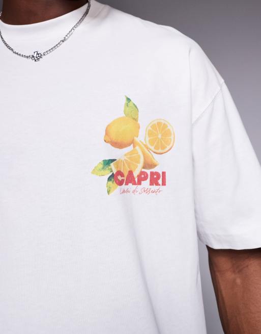 ASOS DESIGN - Oversized T-shirt met zomerse print in wit