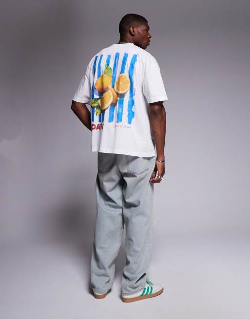 ASOS DESIGN - Oversized T-shirt met zomerse print in wit