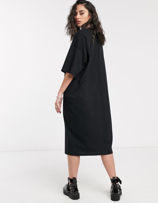 ASOS DESIGN oversized t shirt midi dress in black