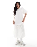 [ASOS DESIGN] ASOS DESIGN oversized t-shirt midi dress with bubble hem in white 10 WHITE