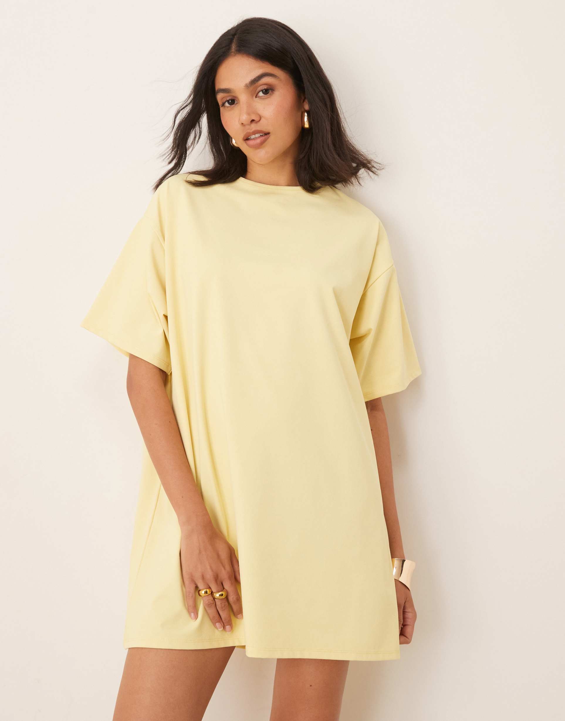 asos design oversized t-shirt mini dress in buttermilk