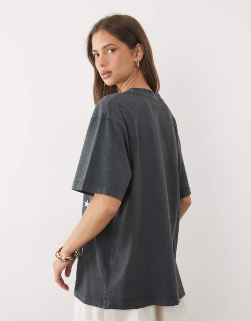 ASOS DESIGN Oversized T-Shirt mit Western-Grafik in verwaschenem Anthrazit, 4 von 4
