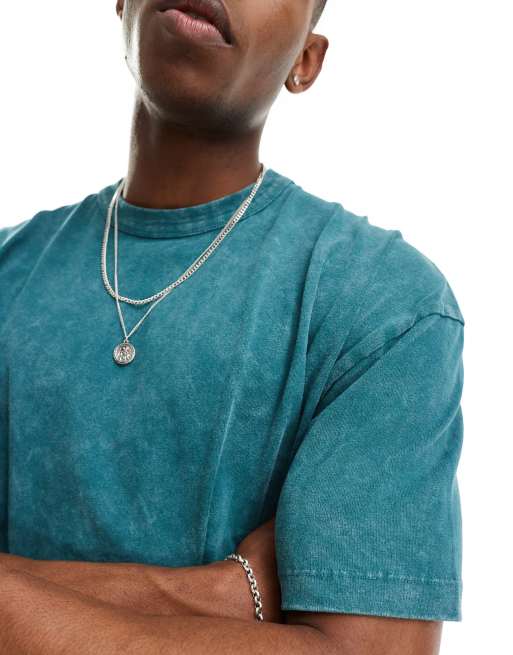 ASOS DESIGN - Oversized T-shirt van 220g/m² zware stof in groen met wassing, 3 van 4