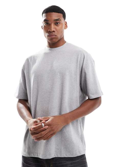 ASOS DESIGN - Oversized T-shirt van 240g/m² zware stof in gemêleerd grijs