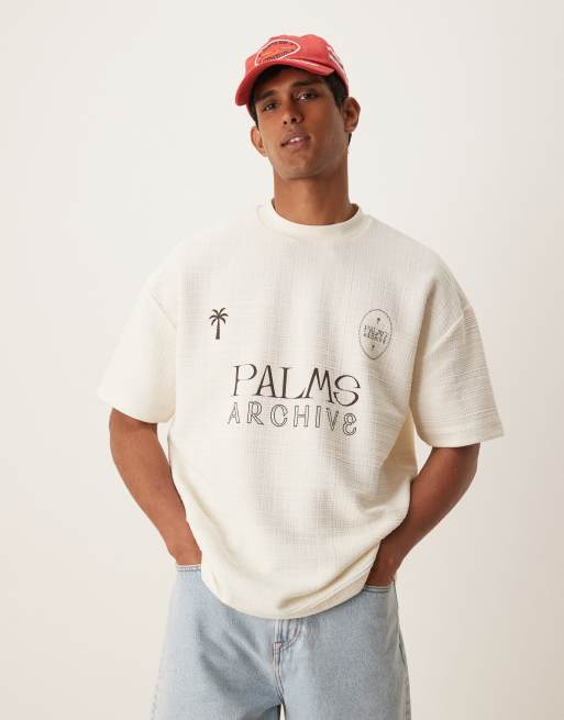 ASOS DESIGN - Oversized T-shirt van 270gsm zware stof met textuur en geborduurde tekst in wit