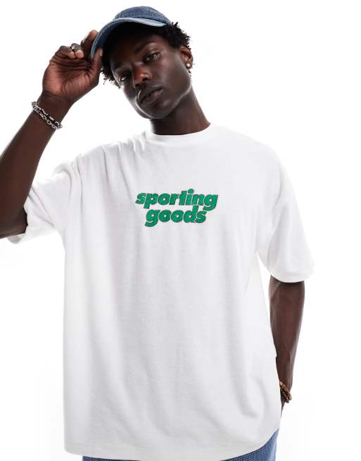 ASOS DESIGN - Oversized T-shirt van badstof in wit met straatprint op de borst