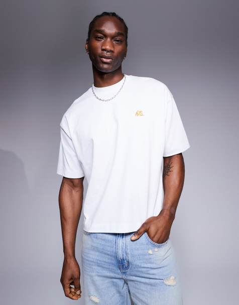 ASOS DESIGN - Oversized T-shirt van dikke 240gsm stof in wit met geborduurd detail - view 1