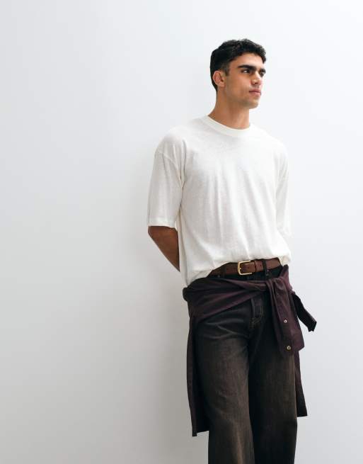 ASOS DESIGN - Oversized T-shirt van katoen-linnenmix in crème, 5 van 5