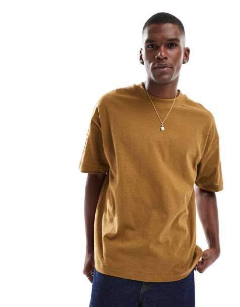 ASOS DESIGN - Oversized T-shirt van linnenmix in bruin - view 1