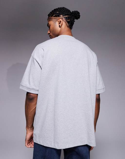 ASOS DESIGN - Oversized T-shirt van superzware stof in gemêleerd grijs     , 3 van 5
