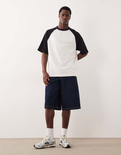 ASOS DESIGN - Oversized T-shirt van zware BreatheMAX™-katoenmix met contrasterende raglanmouwen in crème - view 1