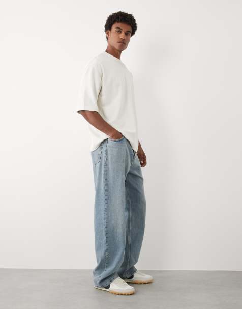 ASOS DESIGN - Oversized T-shirt van zware breatheMAX™ katoenmix met lange mouwen in crème - view 1