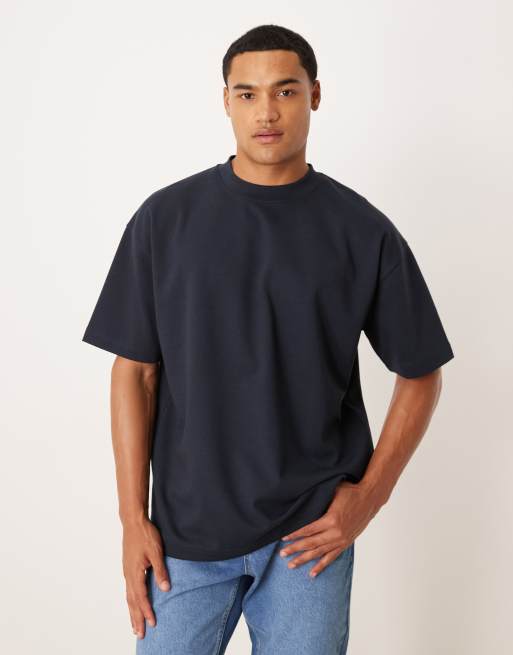 ASOS DESIGN - Oversized T-shirt van zware breatheMAX™ stof in marineblauwe katoenmix