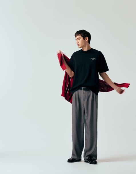 ASOS DESIGN - Oversized T-shirt van zware breatheMAX™-stof met tekstprint in zwart - view 1