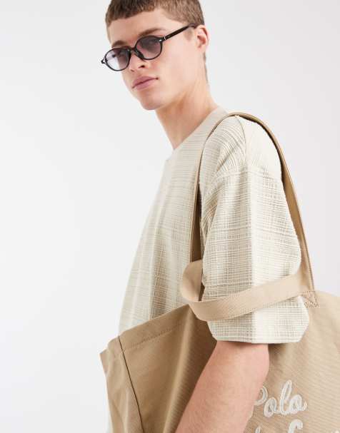 ASOS DESIGN - Oversized T-shirt van zware stof in beige met textuur - view 1