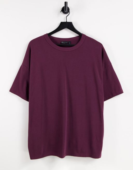ASOS DESIGN - Oversized T-shirt van zware stof in bordeauxrood - BURGUNDY