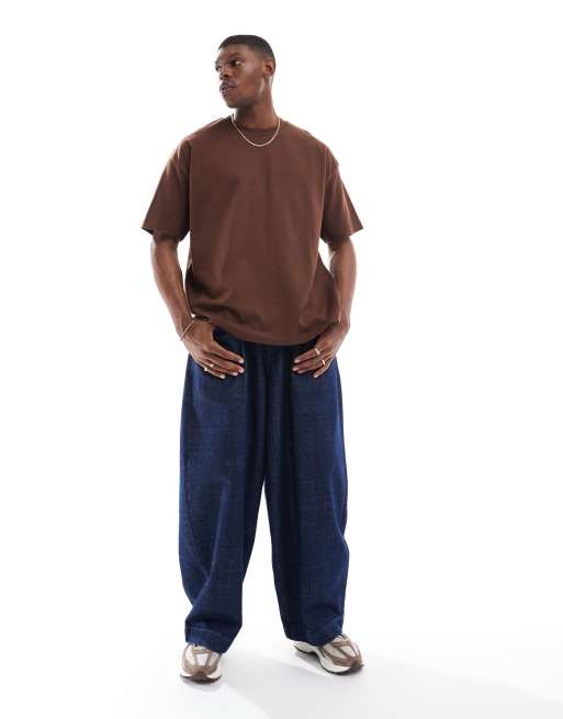 ASOS DESIGN - Oversized T-shirt van zware stof in bruin , 2 van 4