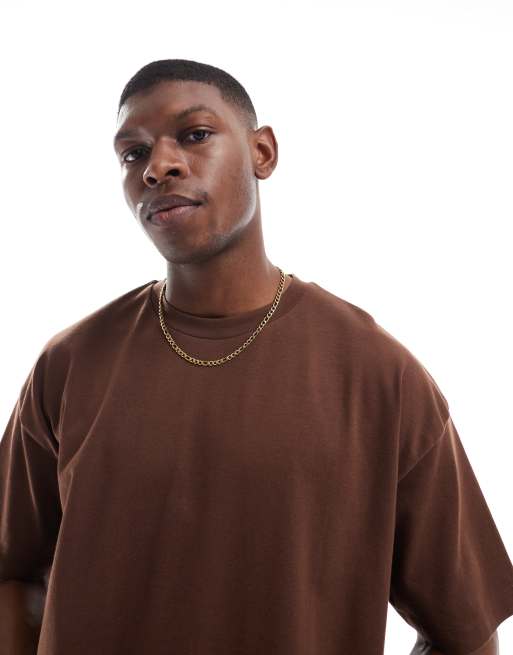 ASOS DESIGN - Oversized T-shirt van zware stof in bruin , 4 van 4