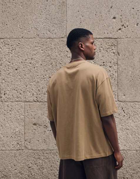 ASOS DESIGN - Oversized T-shirt van zware stof in bruin - view 1