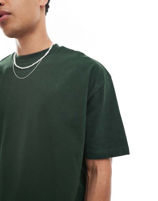 ASOS DESIGN - Oversized T-shirt van zware stof in donkergroen , 4 van 4