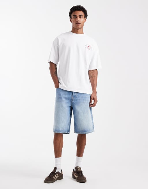 ASOS DESIGN - Oversized T-shirt van zware stof met grafische zomerprint in wit, 2 van 5